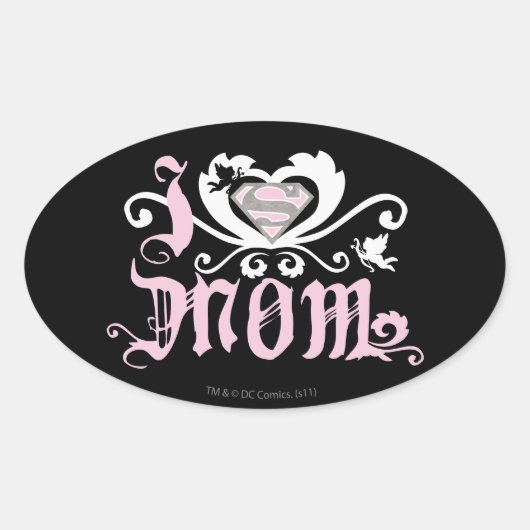 Sticker Ovale I Heart Maman Rose (Devant)
