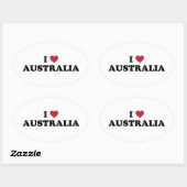 Sticker Ovale I Love Australia (Feuille)