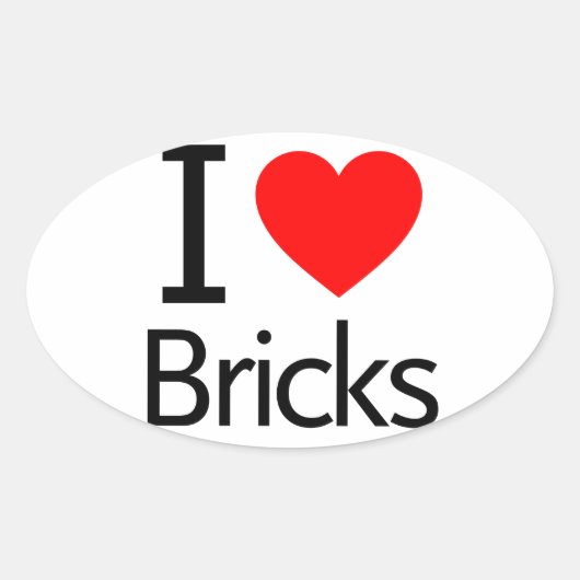 Sticker Ovale I Love Bricks (Devant)