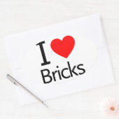 Sticker Ovale I Love Bricks (Enveloppe)