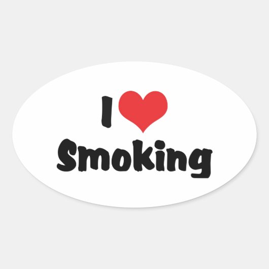 Sticker Ovale I Love Coeur Fumer - Tabac Fumeurs de cigarettes (Devant)