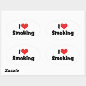 Sticker Ovale I Love Coeur Fumer - Tabac Fumeurs de cigarettes (Feuille)