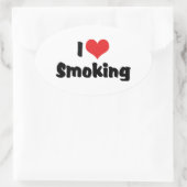 Sticker Ovale I Love Coeur Fumer - Tabac Fumeurs de cigarettes (Sac)
