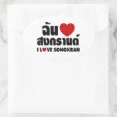 Sticker Ovale I Love (Coeur) Songkran (Sac)