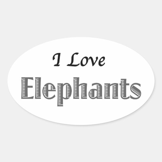 Sticker Ovale I Love Elephants (Devant)