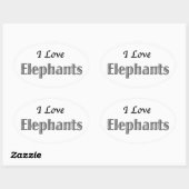 Sticker Ovale I Love Elephants (Feuille)