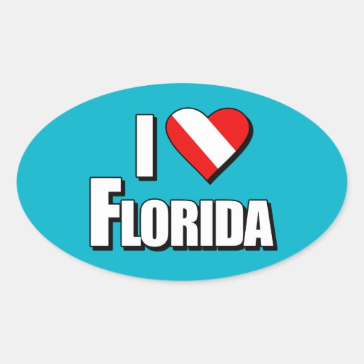 Sticker Ovale I Love Florida Diving (Devant)
