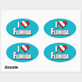Sticker Ovale I Love Florida Diving (Feuille)