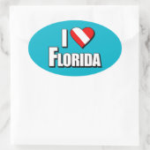 Sticker Ovale I Love Florida Diving (Sac)