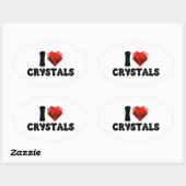 Sticker Ovale I Love Heart Crystals Singles Valentine's Gift (Feuille)