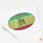 Sticker Ovale I Love Heart Ethiopie : Drapeau Art Motif (Enveloppe)