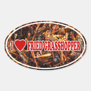 Sticker Ovale I Love (Heart) Fried Grasshopper