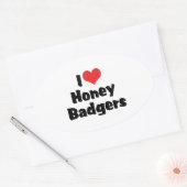 Sticker Ovale I Love Heart Honey Badgers (Enveloppe)