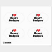 Sticker Ovale I Love Heart Honey Badgers (Feuille)