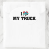 Sticker Ovale I Love Heart My Truck - Truck Lover (Sac)
