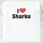 Sticker Ovale I Love Heart Sharks - Shark Lover (Sac)