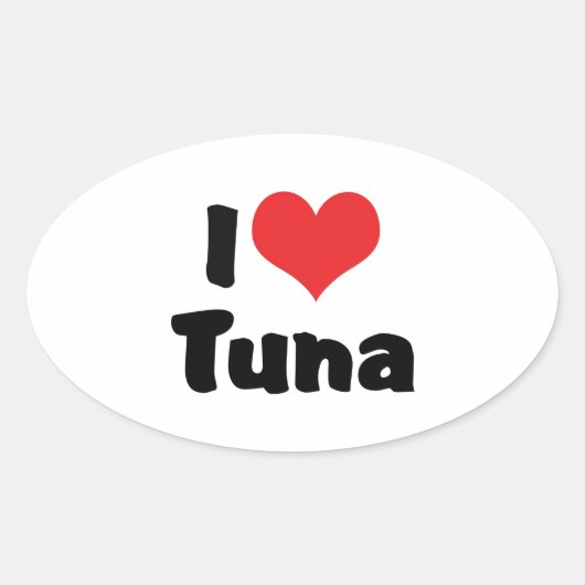 Sticker Ovale I Love Heart Tuna (Devant)