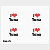 Sticker Ovale I Love Heart Tuna (Feuille)