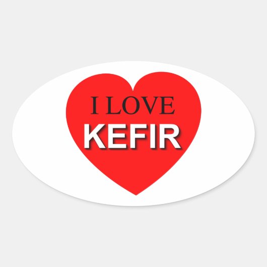 Sticker Ovale I Love Kefir (Devant)