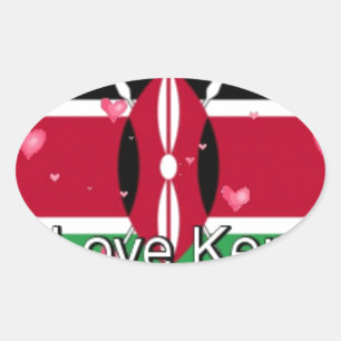 Sticker Ovale I Love Kenya et "Hakuna Matata" Art Print