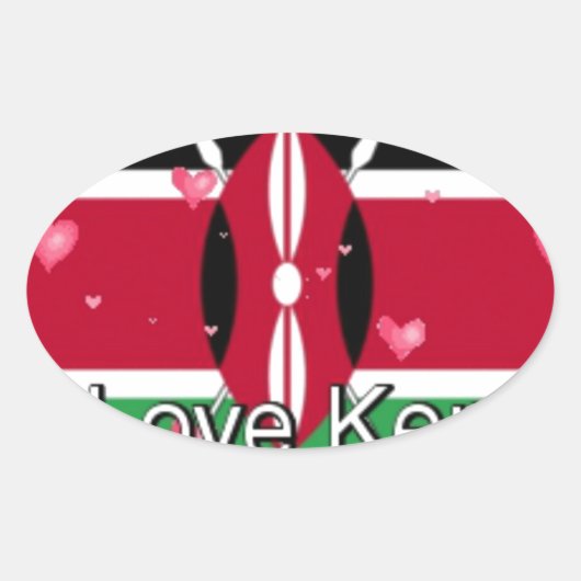 Sticker Ovale I Love Kenya et "Hakuna Matata" Art Print (Devant)