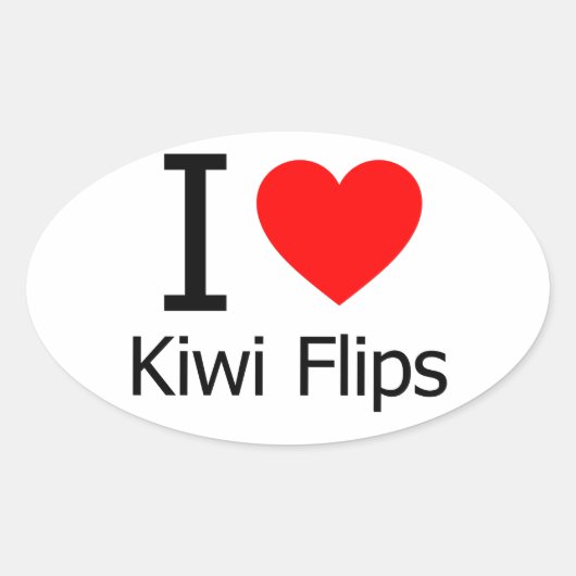Sticker Ovale I Love Kiwi Flips (Devant)