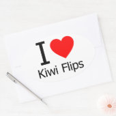 Sticker Ovale I Love Kiwi Flips (Enveloppe)