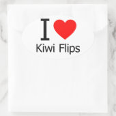 Sticker Ovale I Love Kiwi Flips (Sac)