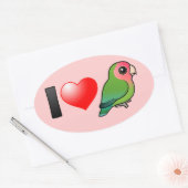Sticker Ovale I Love Peach Face Lovebirds (Enveloppe)