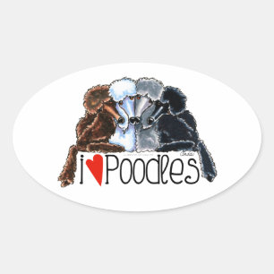 Sticker Ovale I Love Poodles