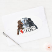 Sticker Ovale I Love Poodles (Enveloppe)