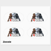 Sticker Ovale I Love Poodles (Feuille)