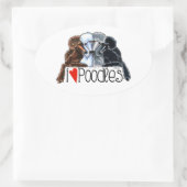 Sticker Ovale I Love Poodles (Sac)