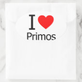 Sticker Ovale I Love Primos (Sac)