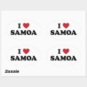 Sticker Ovale I Love Samoa (Feuille)