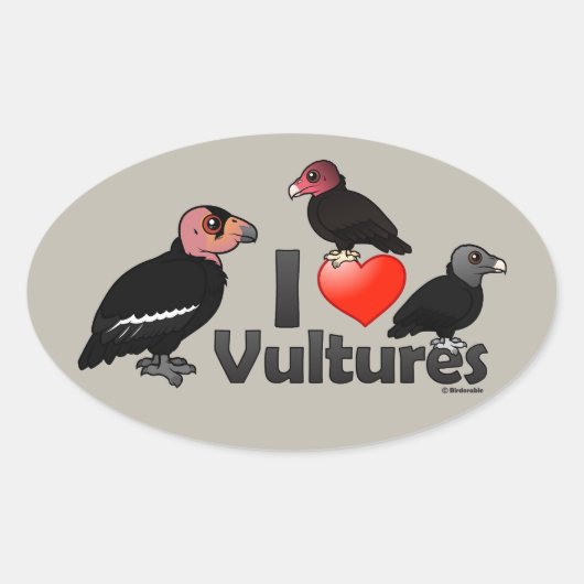 Sticker Ovale I Love Vultures (Amérique du Nord) (Devant)