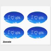 Sticker Ovale "I Love You" écrit le ciel, (Feuille)