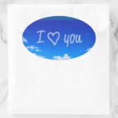 Sticker Ovale "I Love You" écrit le ciel, (Sac)