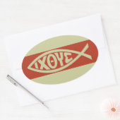 Sticker Ovale Ichthys (Symbole chrétien du poisson) (Enveloppe)