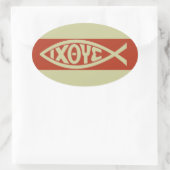 Sticker Ovale Ichthys (Symbole chrétien du poisson) (Sac)