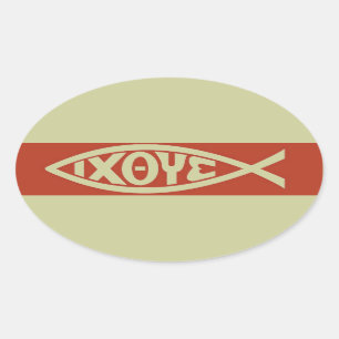 Sticker Ovale Ichthys (Symbole chrétien du poisson)