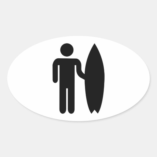Sticker Ovale Icône de surfer (Devant)