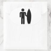 Sticker Ovale Icône de surfer (Sac)