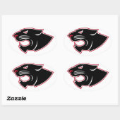 Sticker Ovale Icône de tête de panthère agressive (Feuille)