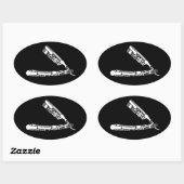 Sticker Ovale icônes barber razor (Feuille)