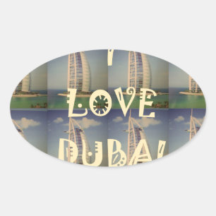 Sticker Ovale Iconic Dubai : "I Love Dubai" Vector Graphisme