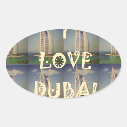 Sticker Ovale Iconic Dubai : "I Love Dubai" Vector Graphisme (Devant)