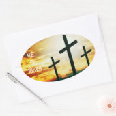 STICKER OVALE IL EST RENDU - ILLUSTRATION DE PÂQUES (Enveloppe)