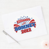 Sticker Ovale Illinois avec Romney 2012 (Enveloppe)