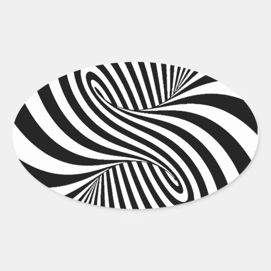 STICKER OVALE ILLUSION OPTIQUE DE BLACK WHITE ZEBRA SWIRLS (Devant)